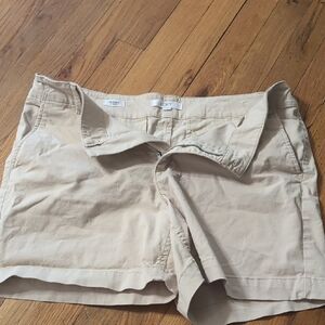 LOFT Tan Bermuda Shorts Classic Cotton Blend